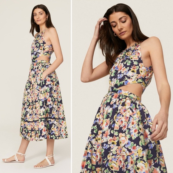 Something Navy Floral Cutout Midi Dress - XS - Picture 6 of 6